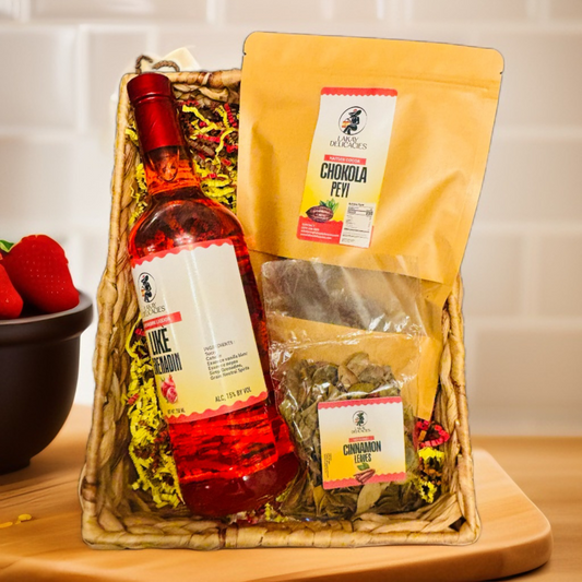 Valentine Gift Basket with Grenadine Liquor