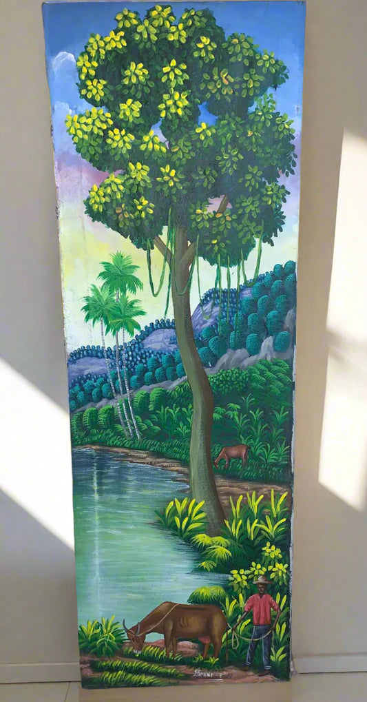 Hand made painting of a vibrant folk art style